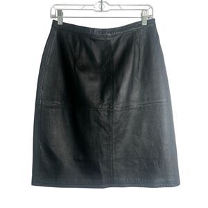 Vintage Newport News 100% Leather Skirt Knee Length Sz 10 Goth Whimsigoth Sexy